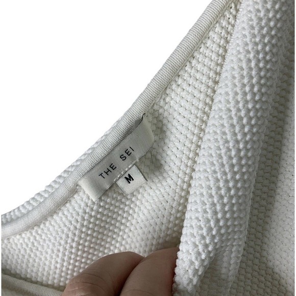 The Sei One Shoulder Cape Midi Pique Knit Sweater Dress Womens Size Medium $399 - Picture 9 of 15